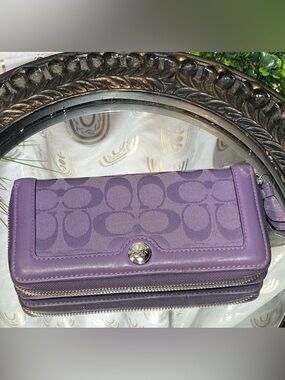 Coach Purple Signature Jacquard Continental Wallet